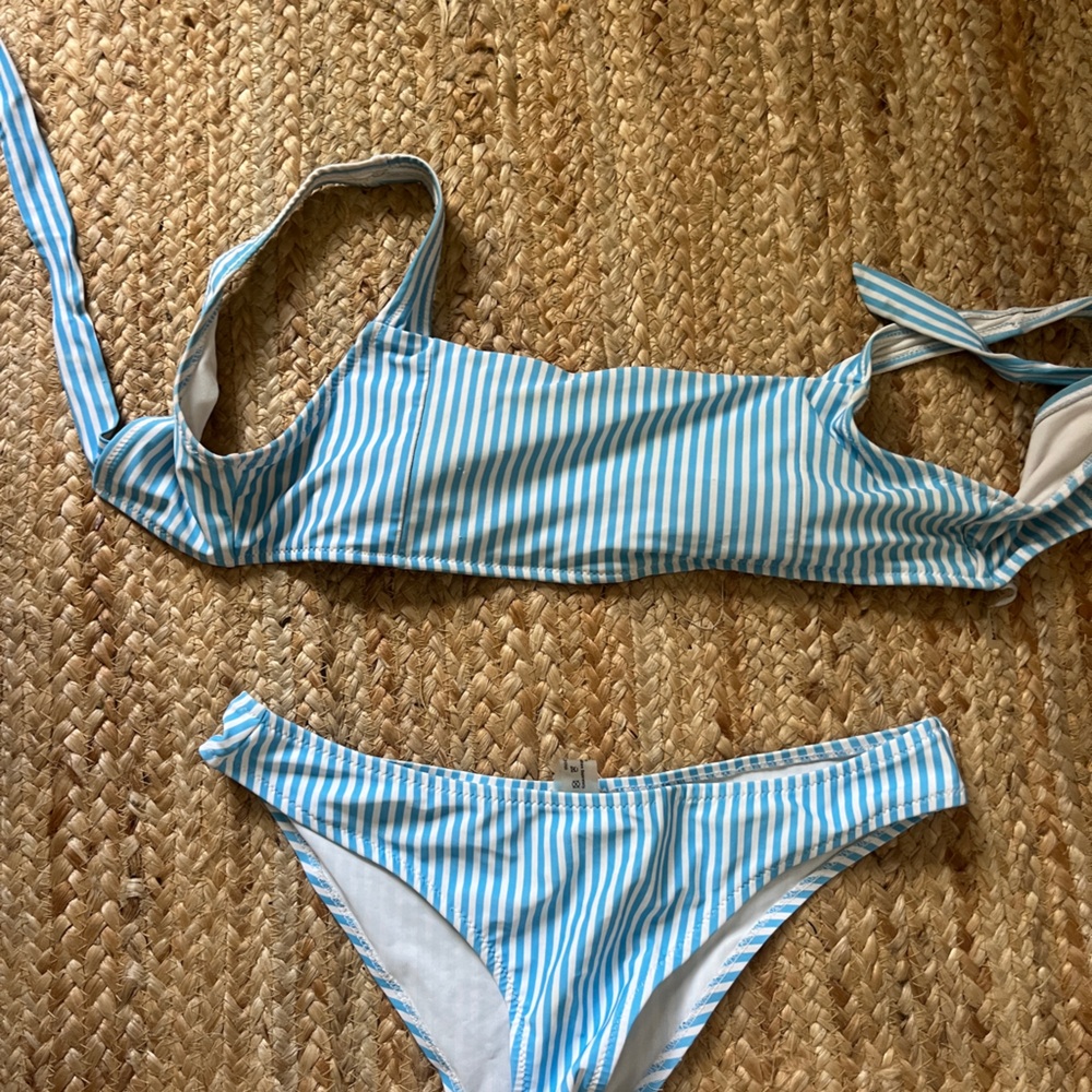 Striped Bikini Set in Blue and White